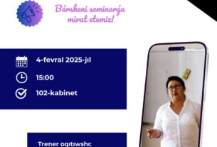 Tálim processinde aldıńǵı pedagogikalıq texnologiyalardı engiziw atamasında ámeliy-oqıw seminar